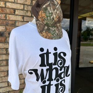 Gildan White Short Sleeve Tee with Black Print